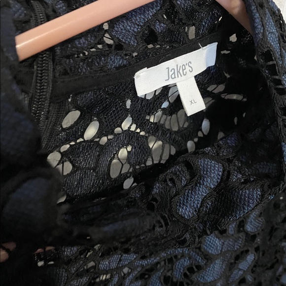 Seethrough Blouse in dark blue and black Size XL (more like L) - Picture 2 of 3